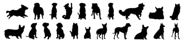 Free Vector | Silhouettes of dogs different pack of dog silhouettes