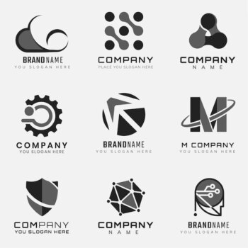 Free Vector | Simple corporate technology  futuristic logo set