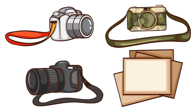 Free Vector | Simple sketches of the cameras of a photographer