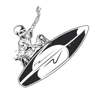 Free Vector | Skeleton on surfing board