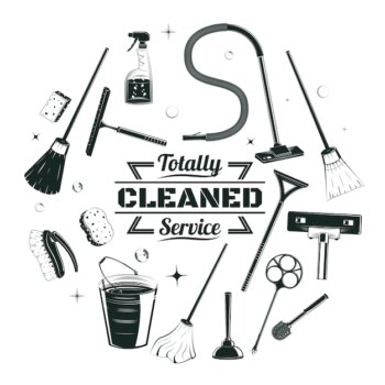 Free Vector | Sketch cleaning service elements round concept