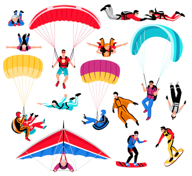 Free Vector | Skydiving amd extreme sports set