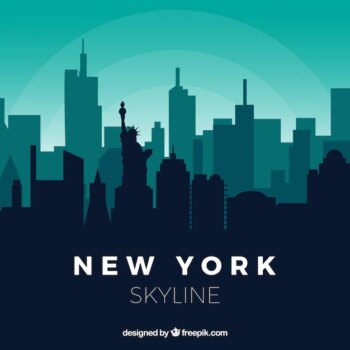 Free Vector | Skyline of new york in green tones