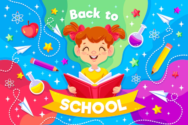 Free Vector | Smiley girl illustrated with back to school message
