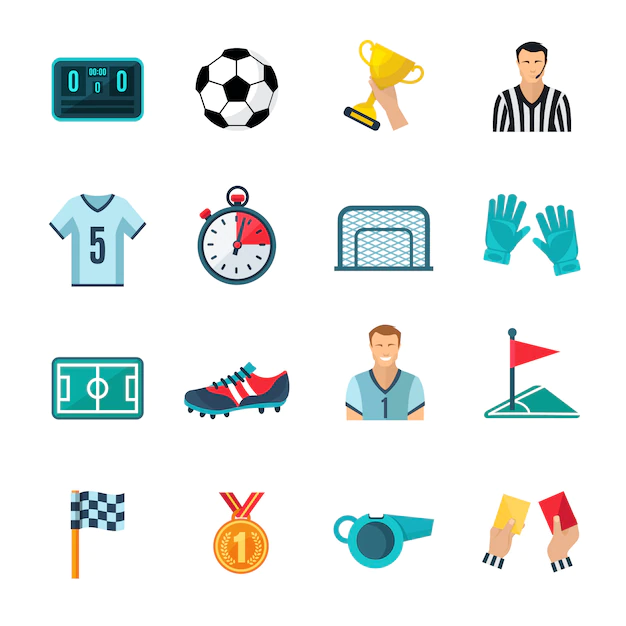 Free Vector | Soccer flat icons set
