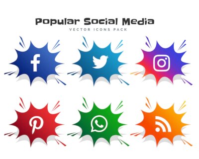Free Vector | Social media icons logotype in comic bubble style