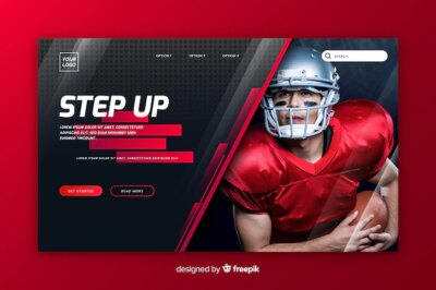 Free Vector | Sport landing page template with photo