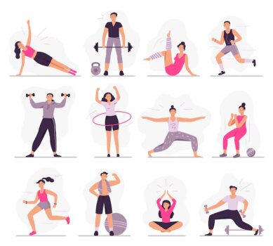 Free Vector | Sport people. young athletic woman fitness activities, sports man and gym exercises
