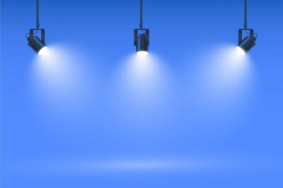 Free Vector | Spot lights on studio blue wall background