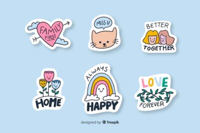 Free Vector | Sticker to decorate different types of photos