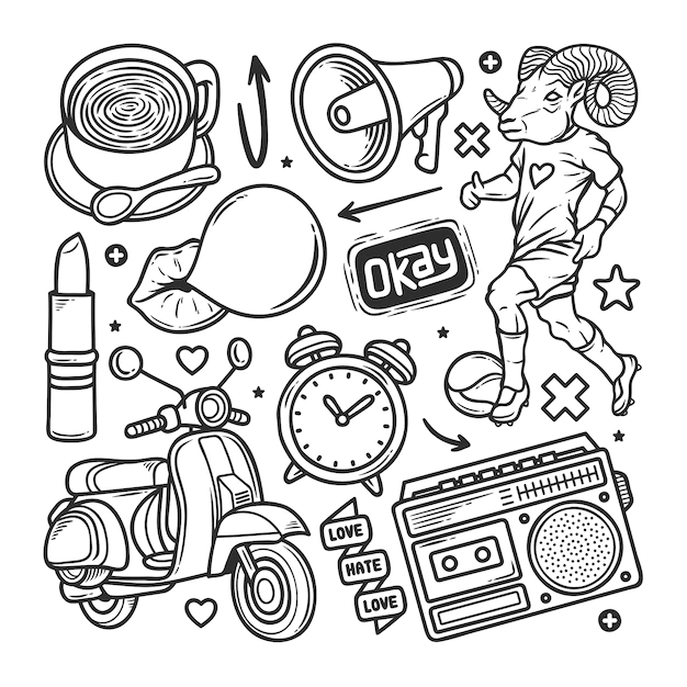 Free Vector | Stickers hand drawn doodle