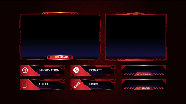 Free Vector | Streaming panel overlay design template