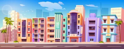 Free Vector | Street in miami with hotels and palm trees
