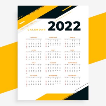 Free Vector | Stylish geometric 2022 new year calendar template design