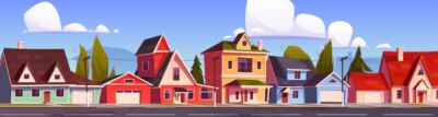 Free Vector | Suburb houses, suburban street with cottages.