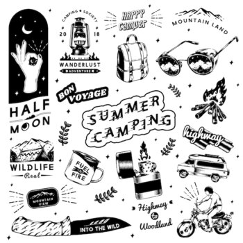Free Vector | Summer camping stickers