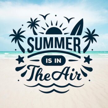 Free Vector | Summer lettering with beach and ocean