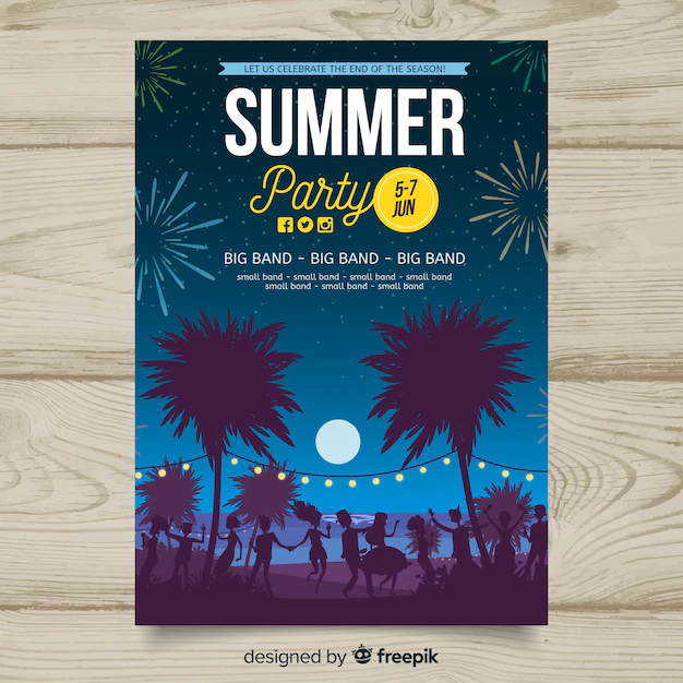 Free Vector | Summer party poster template