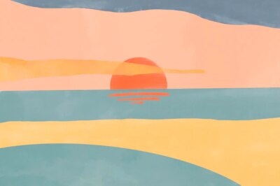 Free Vector | Summer sunset aesthetic background watercolor vector