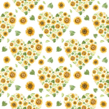 Free Vector | Sunflowers hearts seamless pattern for wedding decoration romantic watercolor clipart