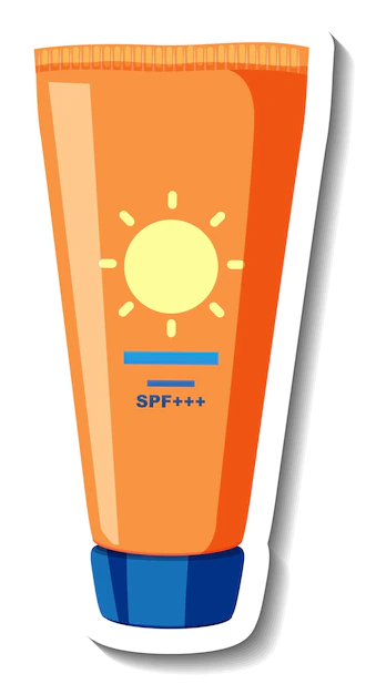 Free Vector | Sunscreen lotion product cartoon sticker