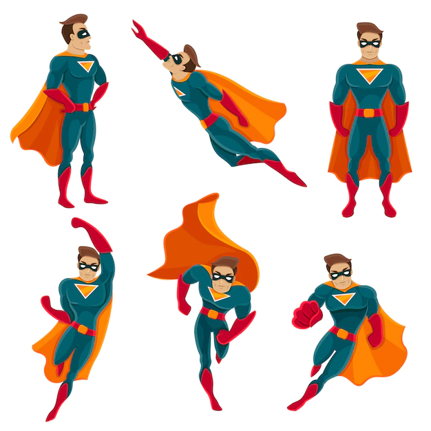 Free Vector | Superhero actions icon set
