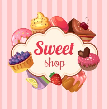 Free Vector | Sweet shop background illustration