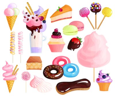 Free Vector | Sweets desserts element set