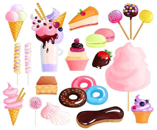 Free Vector | Sweets desserts element set