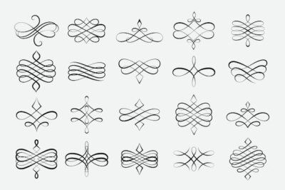 Free Vector | Swirl calligraphic ornament decorative borders or dividers set