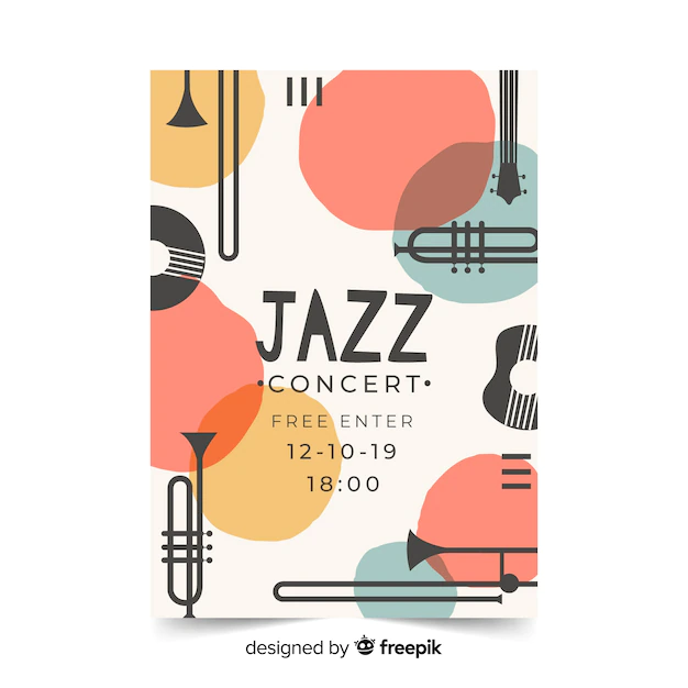 Free Vector | Template abstract hand drawn jazz poster