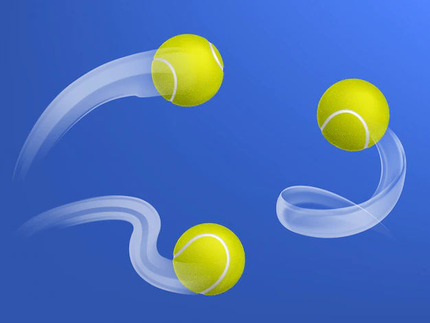 Free Vector | Tennis balls flying different trajectories after racket hit