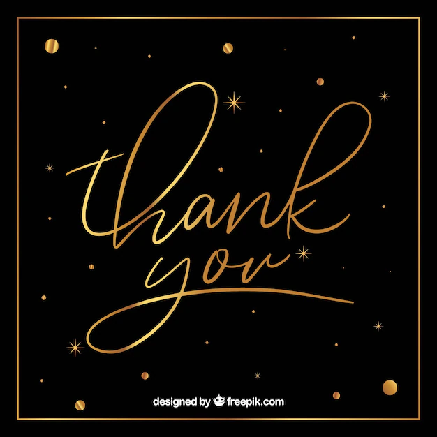 Free Vector | Thank you background with golden lettering