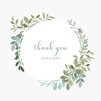 Free Vector | Thank you card with green leaf frame watercolor