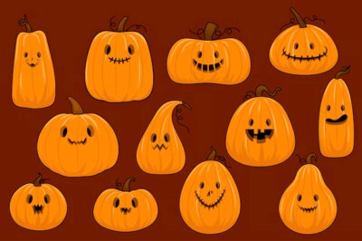 Free Vector | The collection of halloween pumpkin in flat vector style. illustration for content, banner, poster, greeting card.