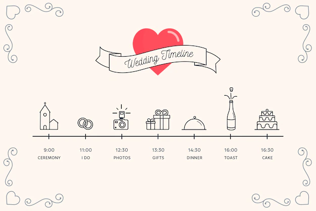 Free Vector | Timeline for wedding in lineal style