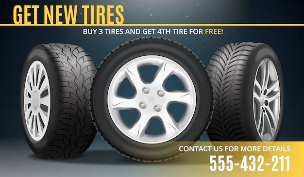 Free Vector | Tire advertising realistic poster
