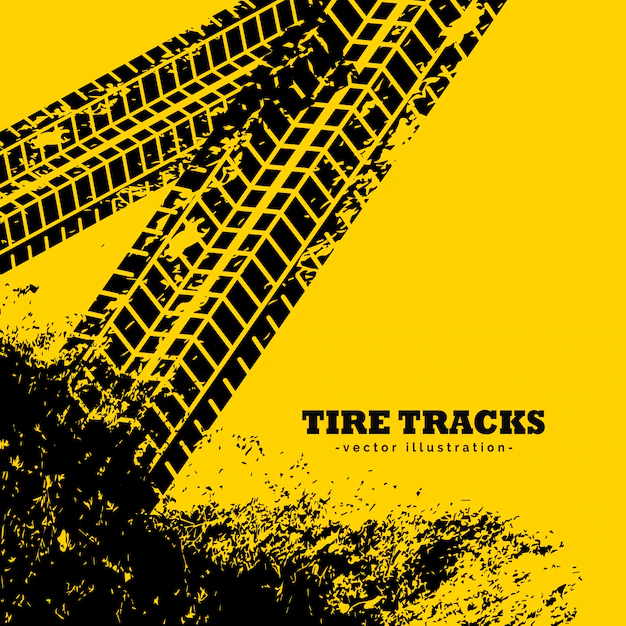 Free Vector | Tire tracks on grunge yellow background
