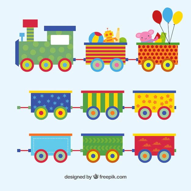 Free Vector | Toy train set in flat design