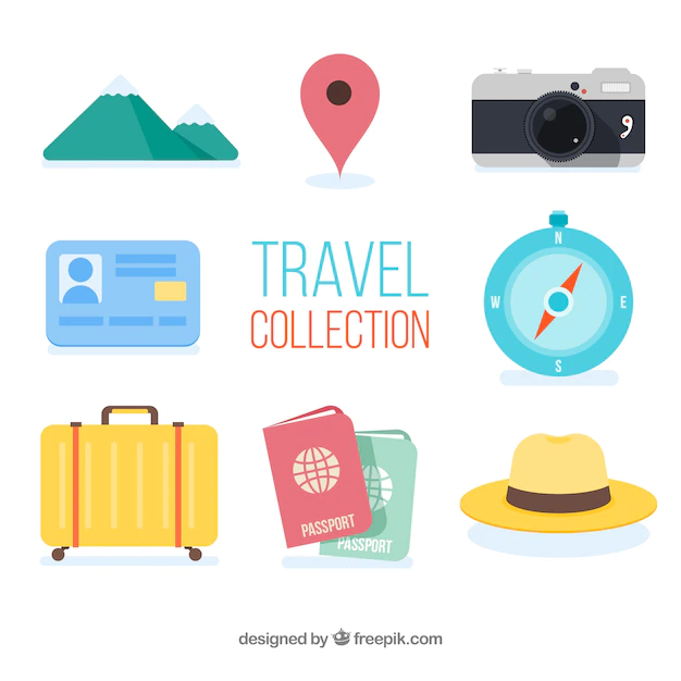 Free Vector | Travel element collection with flat design