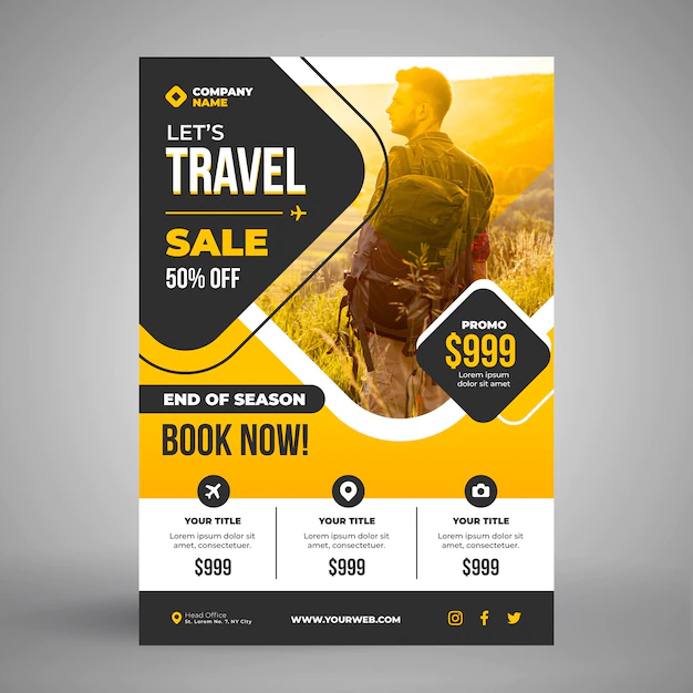 Free Vector | Travel sale flyer template