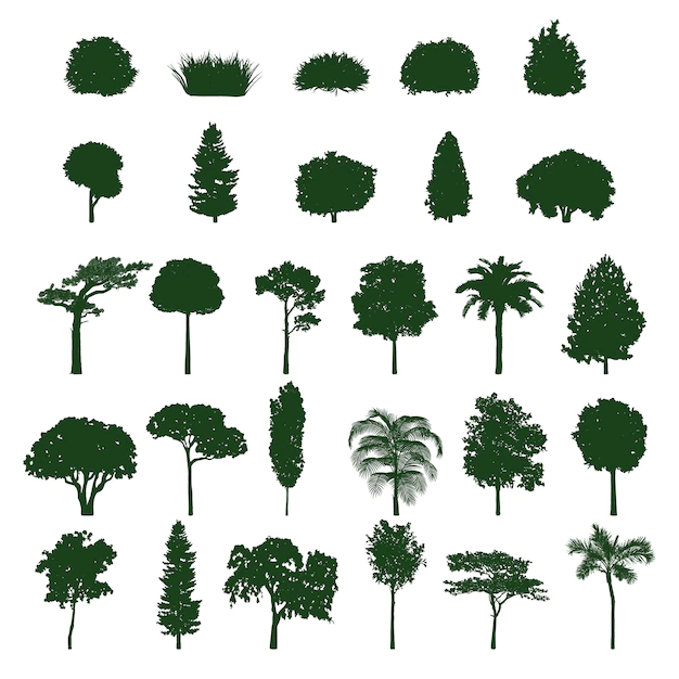 Free Vector | Tree silhouette collection