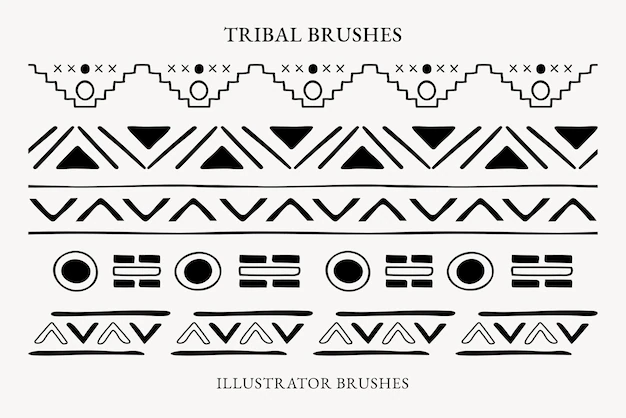 Free Vector | Tribal pattern illustrator brush, geometric design, vector add-on set