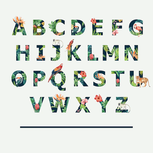 Free Vector | Tropical alphabet