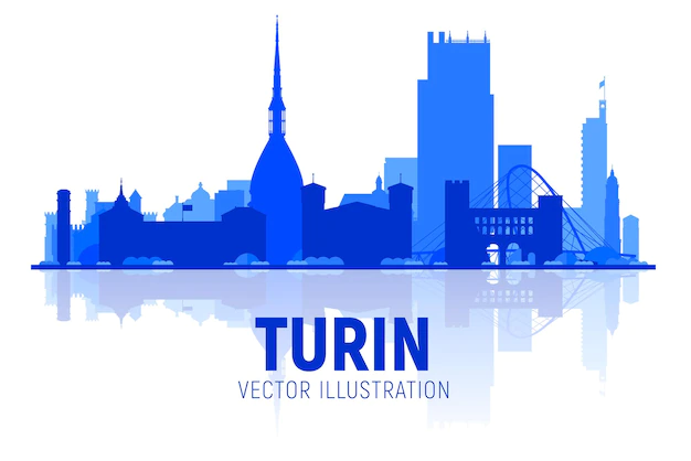 Free Vector | Turin italy city skyline silhouette a white background vector illustration business travel and tourism concept with modern buildings image for banner or web site