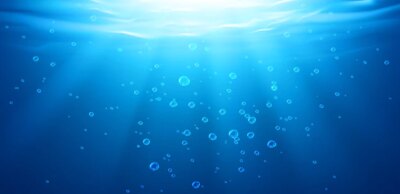Free Vector | Underwater background, water surface, ocean, sea, swimming pool transparent aqua texture with air bubbles, ripples and sun rays falling, template for advertising. realistic 3d illustration