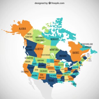 Free Vector | Usa and canada map