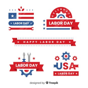Free Vector | Usa labor day badge collection in flat style