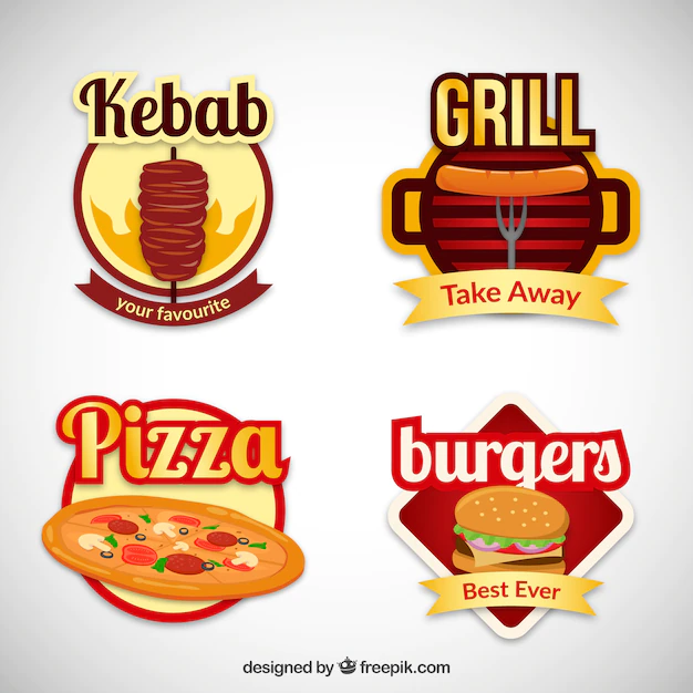 Free Vector | Variety of fast food badges