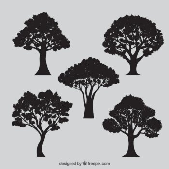 Free Vector | Variety of tree silhouettes